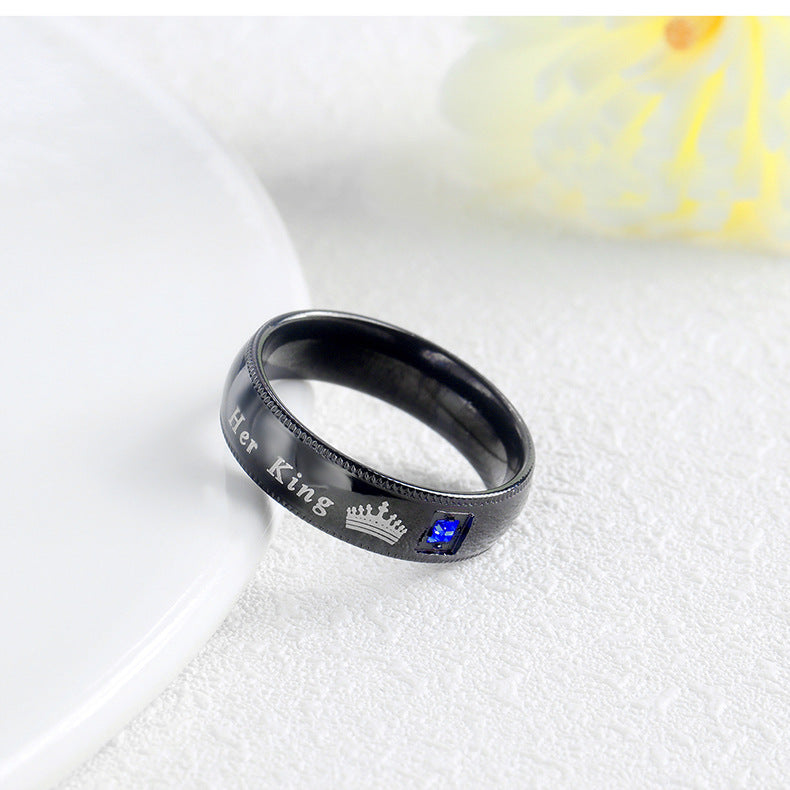 AluoWang King Queen Rings for Couples Set Promise Rings for Him and Her  Customizable Matching Wedding Rings for Couples Engagement Rings Black Blue  Valentine's Jewelry Gift,Size 5-13|Amazon.com